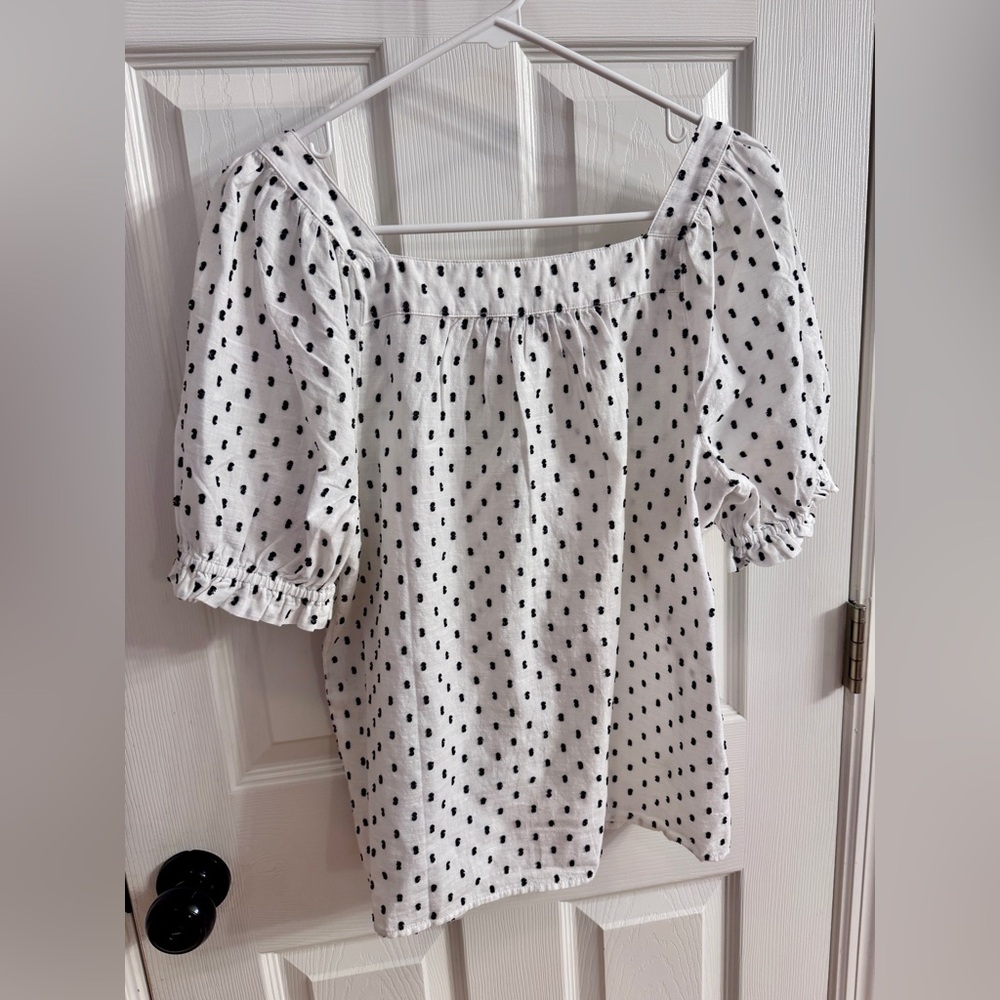 LOFT Black and White Polka Dot Blouse